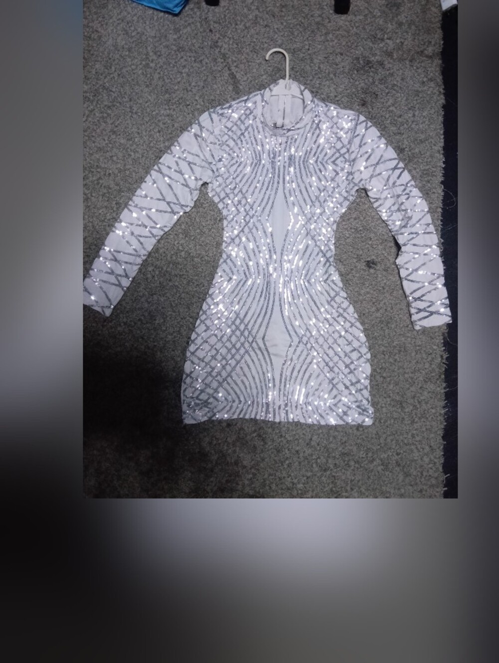 White Sequin Bodycon Long Sleeve Dress